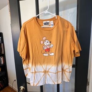Disney parks Mickey Mouse yellow tie dyed crop NWOT 1XL